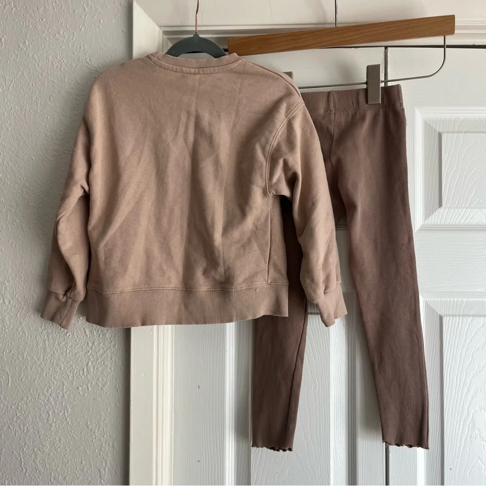 Zara girls 5-6 mauve plush sweater + ribbed leggings matching sets